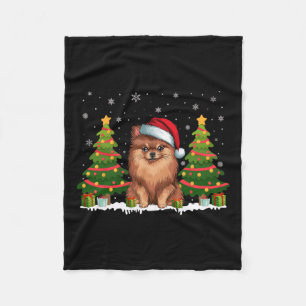 Manta Polar Árbol de navidad ilumina perro pomeraniano Santa H