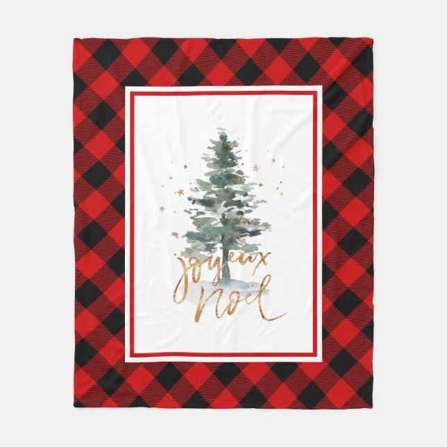Manta Polar Árbol de Navidad Joyeux Noel Typography (Anverso)