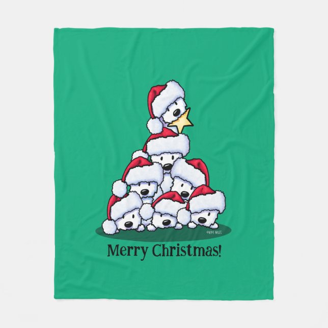 Manta Polar Árbol de Navidad perro Westie (Anverso)