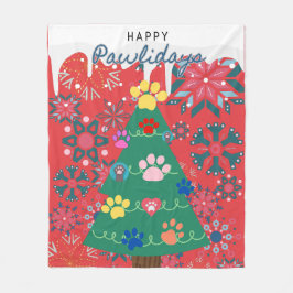 Manta Polar Árbol de Navidad rojo con adornos de patas