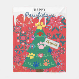 Manta Polar Árbol de Navidad rojo personalizar con adornos de
