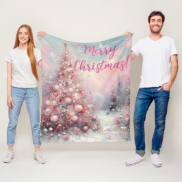 Manta Polar Árbol de Navidad Rosa Caprichoso Personalizado
