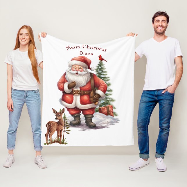 Manta Polar árbol de Navidad Santa Claus cardenal rojo cervati (In situ)