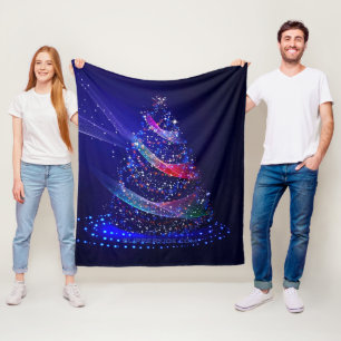 Manta Polar árbol de Navidad SlipperyJoe digital rojo translúc