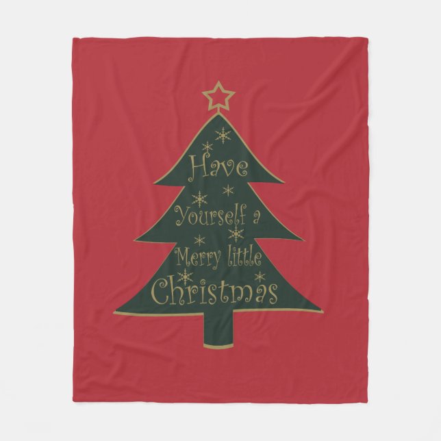 Manta Polar Árbol de pino adornado con Feliz Navidad (Anverso)