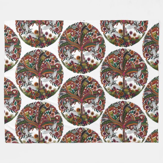 Manta Polar árbol de vida blanco (Frente (Horizontal))