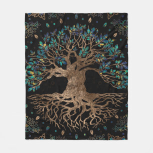 Manta Polar Árbol de vida - Ornamento Yggdrasil de oro y mármo