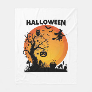 Manta Polar Árbol espeluznante de Halloween Bruja voladora Lun