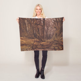 Manta Polar Árbol marrón se desliza en un bosque otoñal