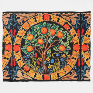 Manta Polar ÁRBOL naranja CON HOJAS VERDES, FLORES