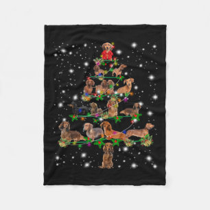 Manta Polar Árbol navideño de Dachshund cubierto por lintern