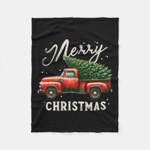 Manta Polar Árbol navideño de Feliz En Camión Rojo Vintage Xm