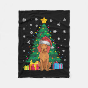 Manta Polar Árbol navideño de sudor feo ilumina a perro vizsla