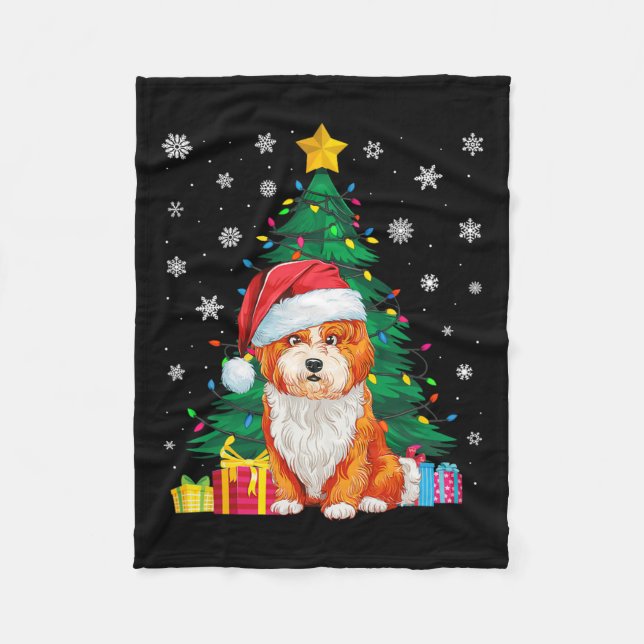 Manta Polar Árbol navideño de sudor feo ilumina Perro Shichon  (Anverso)