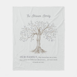 Manta Polar Árbol Pintado a Mano Familia Personalizada Gris Cl