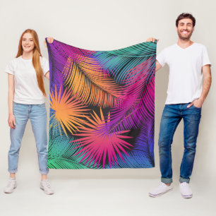 Manta Polar Árbol tropical de palmeras deja arcoiris en la jun