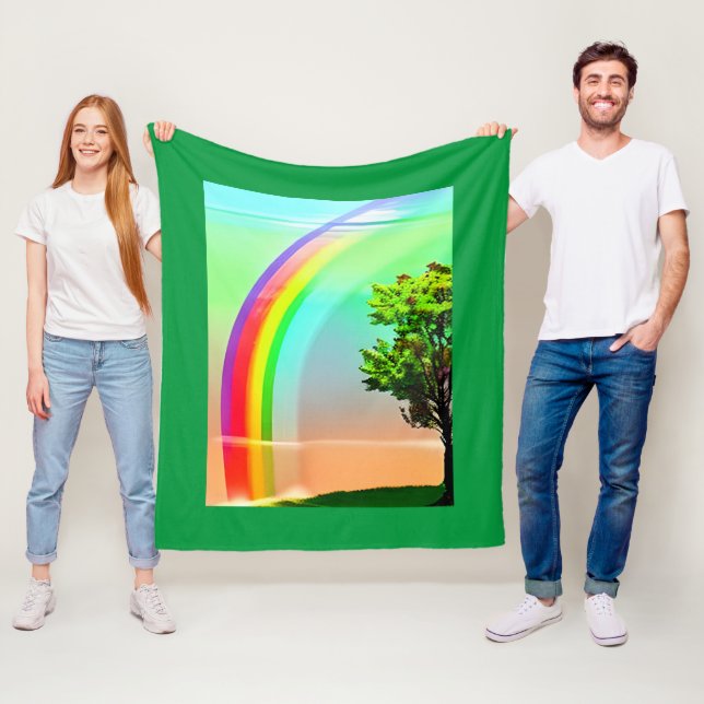 Manta Polar Árbol verde bajo el arcoiris (In situ)