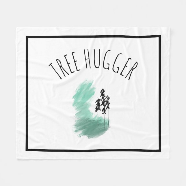 Manta Polar Árbol verde escandinavo arte simple menta moderna (Frente (Horizontal))