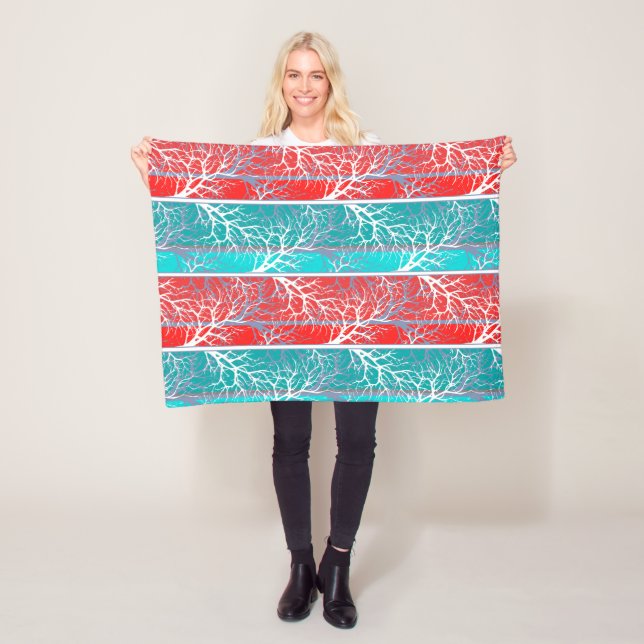 Manta Polar Árboles abstractos sin foco ramifican línea roja d (In situ)