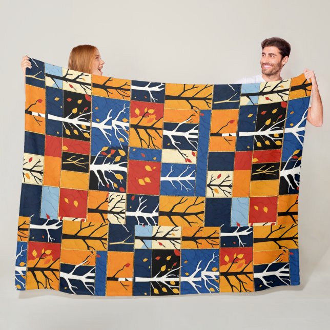 Manta Polar Árboles caídos otoño deja patrones de mosaico de c (In situ)