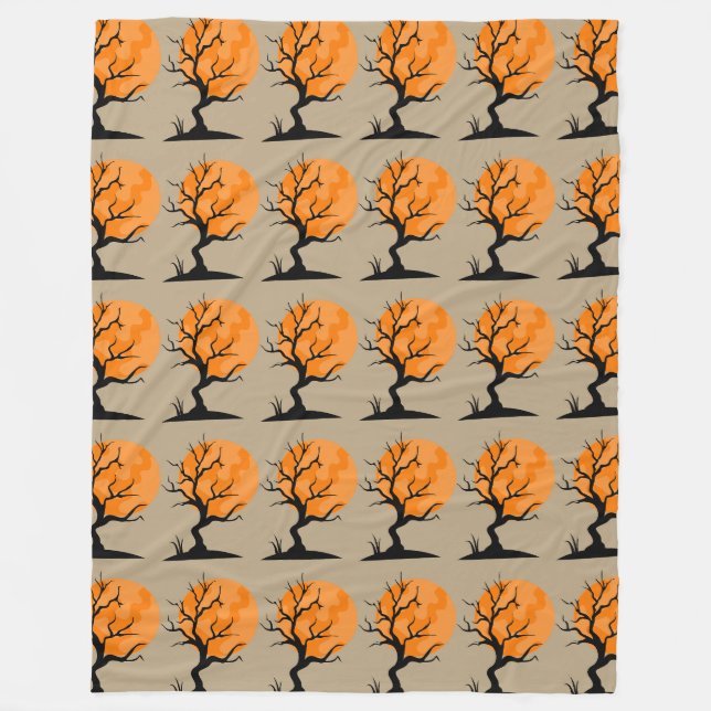 Manta Polar Árboles de luna de Halloween (Anverso)