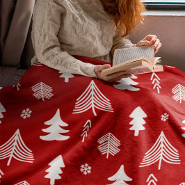 Manta Polar Árboles de Navidad en rojo y blanco