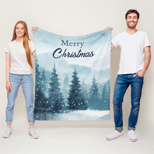 Manta Polar Árboles de Navidad Nevados  (In situ)