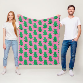 Manta Polar Árboles de Navidad tristes en rosa