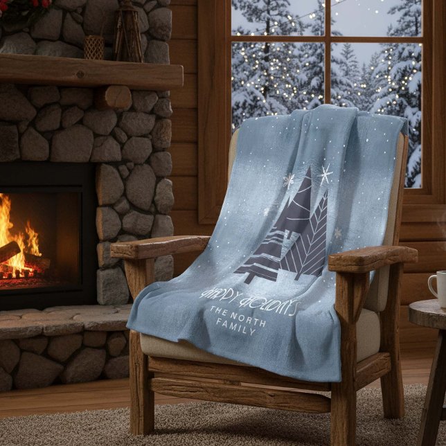 Manta Polar Árboles de Navidad y copos de nieve Blue ID863 (Subido por el creador)