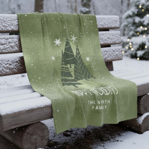 Manta Polar Árboles de Navidad y copos de nieve Green ID863