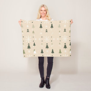 Manta Polar Árboles de Navidad y copos de nieve minimalistas