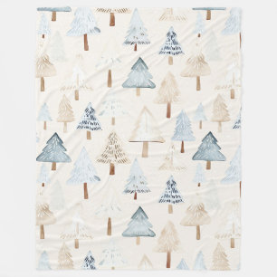 Manta Polar Árboles navideños cálidos de crema azul
