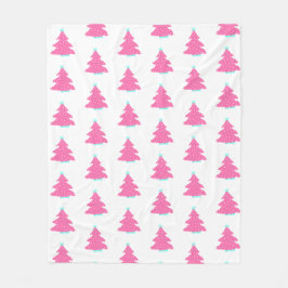 Manta Polar Árboles navideños rosados y contemporáneos