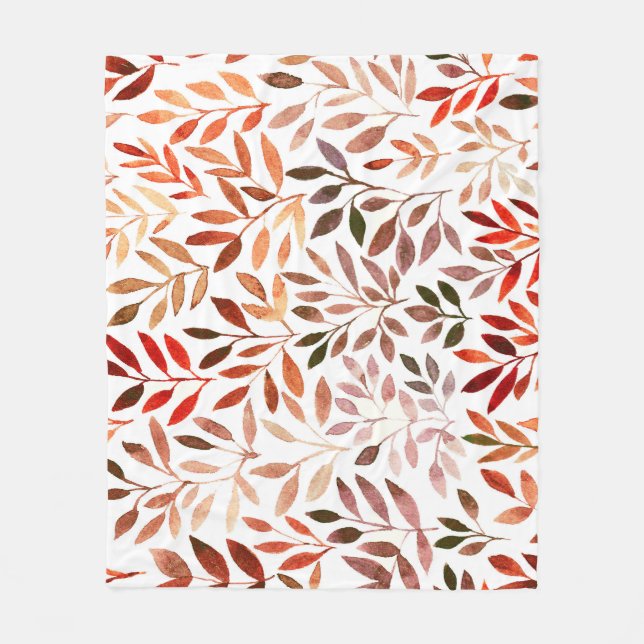 Manta Polar Árboles retro, acuarela sin costuras. (Anverso)