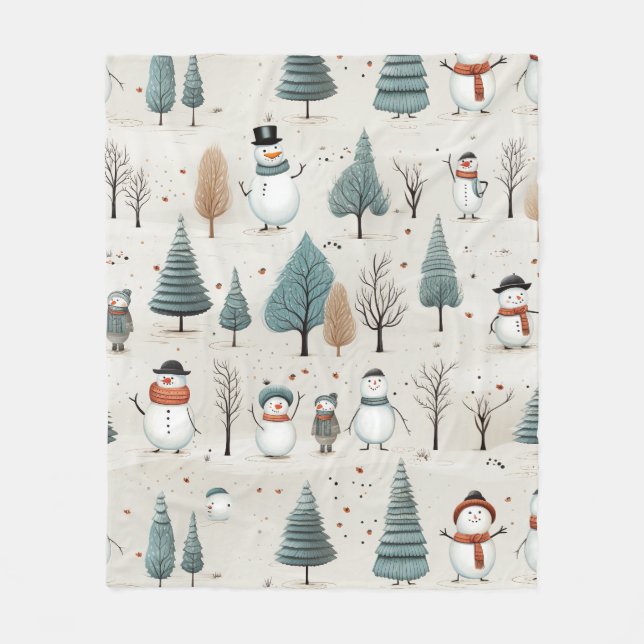 Manta Polar Árboles y snowman (Anverso)