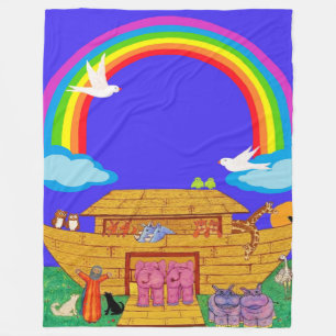 Manta Polar Arca de Noé, guardería/manta arcoiris infantil