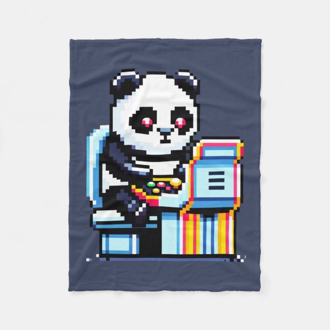 Manta Polar Arcade Panda Gamer - Diseño Retro Pixel Art Gaming (Anverso)