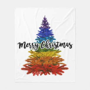Manta Polar arcoiris alegre árbol de navidad