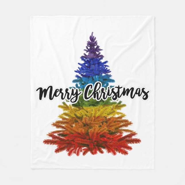 Manta Polar arcoiris alegre árbol de navidad (Anverso)