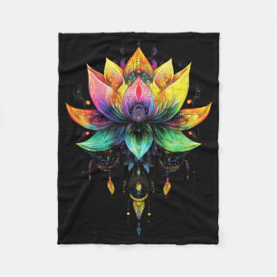 Manta Polar Arcoíris Bohemio Flor de Loto Yoga Mandala Chakra