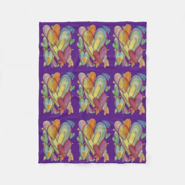 Manta Polar Arcoiris Corazones de Amor Acogedora Fleece Throw  (Anverso)