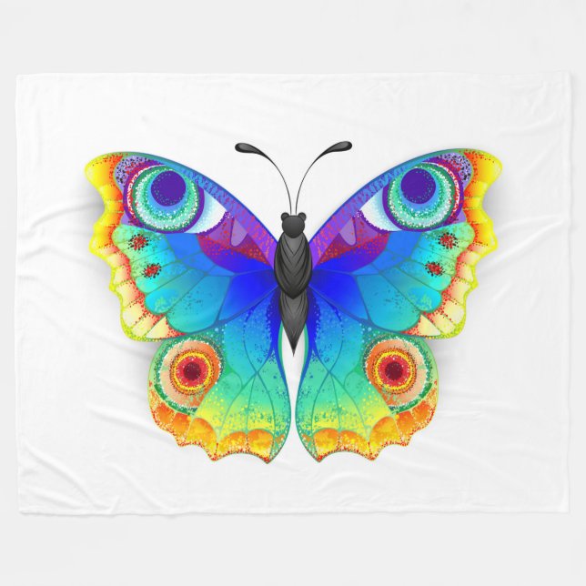 Manta Polar Arcoiris mariposa Peacock Eye (Frente (Horizontal))