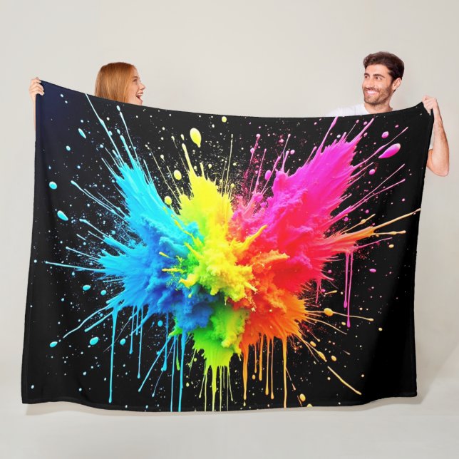Manta Polar Arcoiris Splash Powder Art (In situ)
