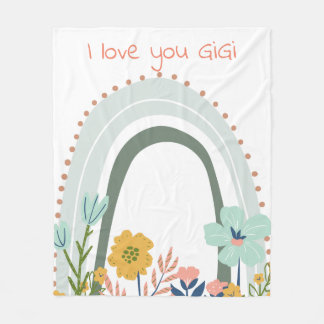 Manta Polar Arcoiris te amo GiGi Blue con flores