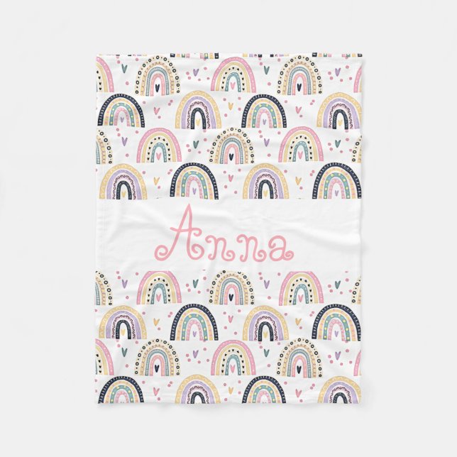 Manta Polar Arcos de colores pastel personalizados (Anverso)