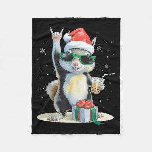 Manta Polar Ardilla Kawaii de Navidad Bubble Tea Boba Ardilla