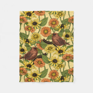 Manta Polar Arenas y flores de amarillo pálido