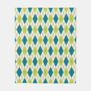 Manta Polar Argyle azul y verde