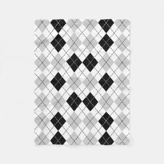 Manta Polar Argyle blanco y gris negro