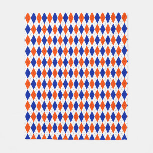 Manta Polar Argyle naranja y Diamante Azul